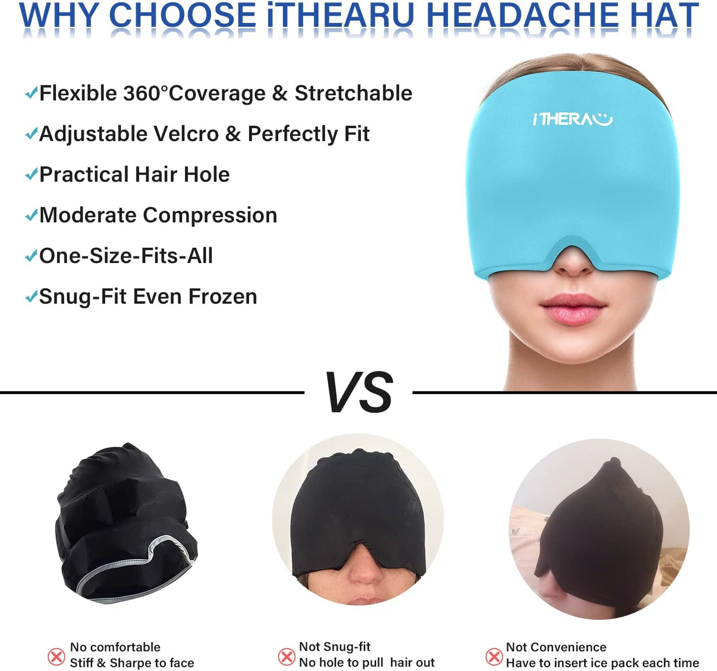 Gorro de alivio para migrañas y estrés
